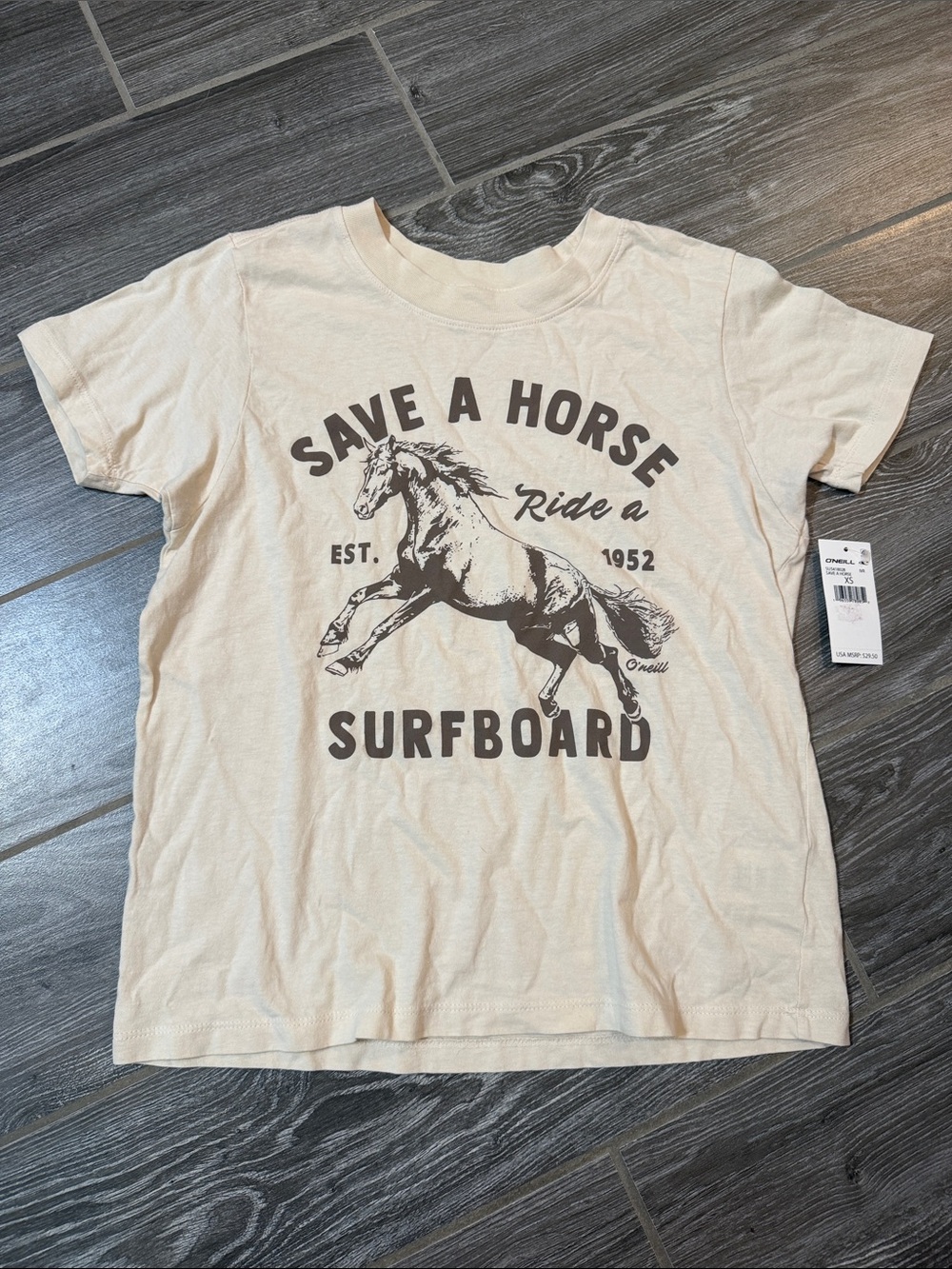 🎉NEW with tags! O’Neill Save a Horse Ride a Cowboy Cream tee Size XS extra small